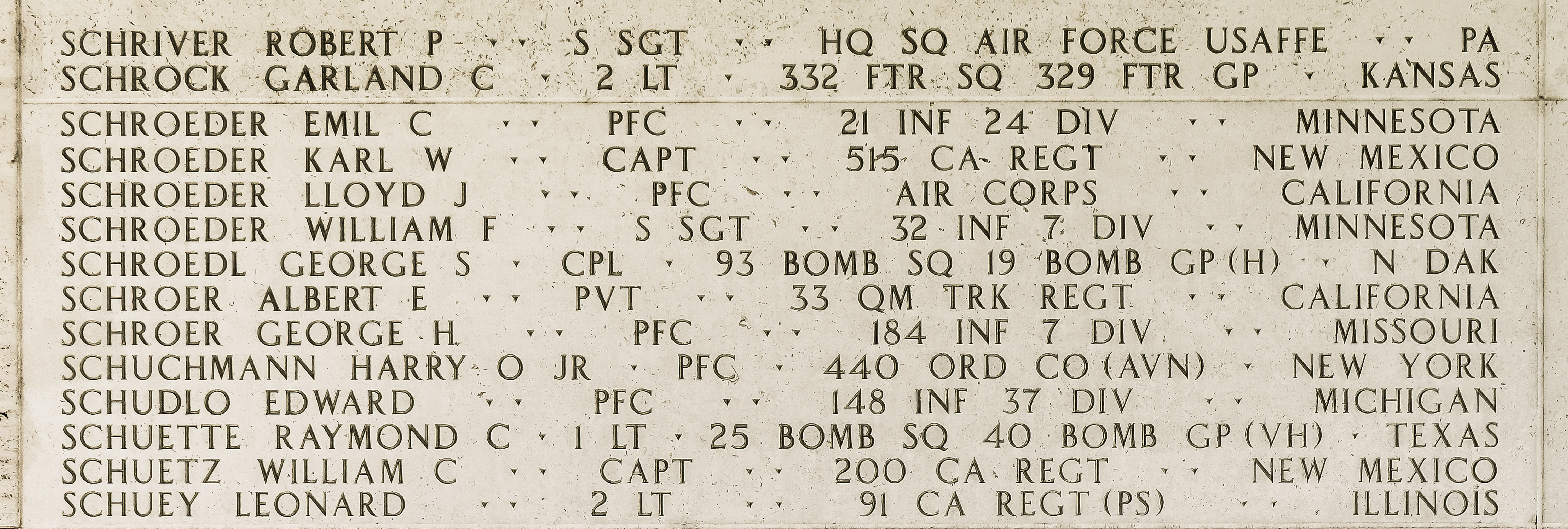 William F. Schroeder, Staff Sergeant